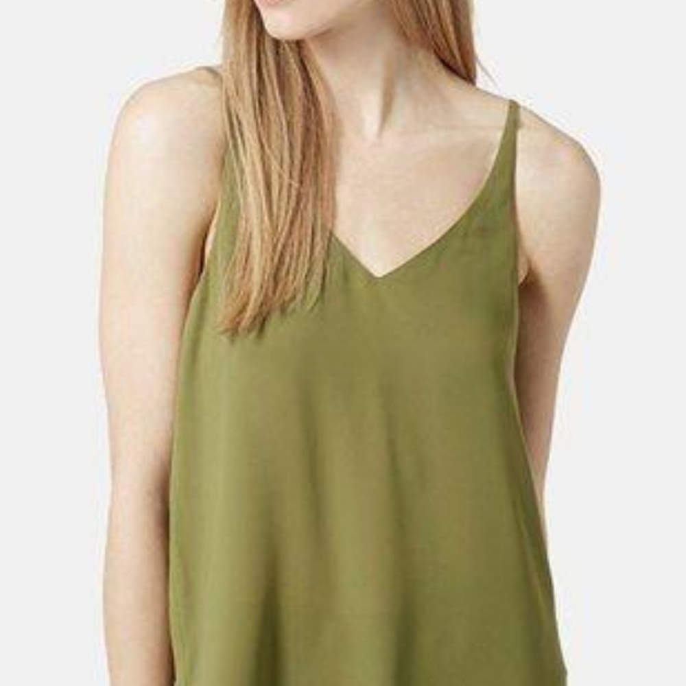 TOPSHOP Green V-Neck Strappy Cami Top